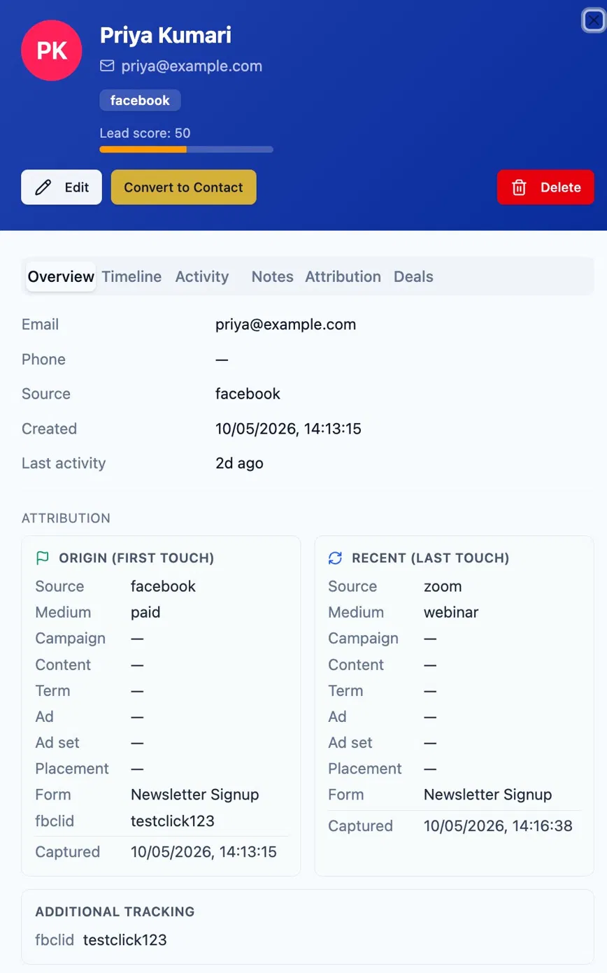 Contact attribution